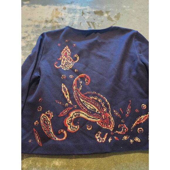 Vintage St John Sport blue&red paisley print sweater sz Medium - Picture 4 of 4